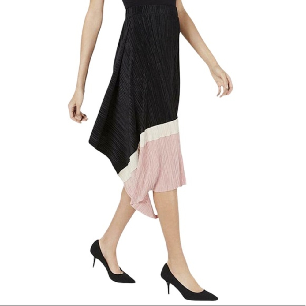 ALFANI Pleated Colorblock A-Line Skirt